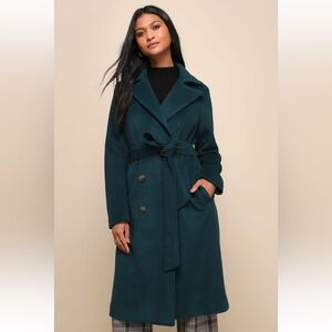 Lulus Season of Sophistication Teal Green Double Breasted Coat - XS